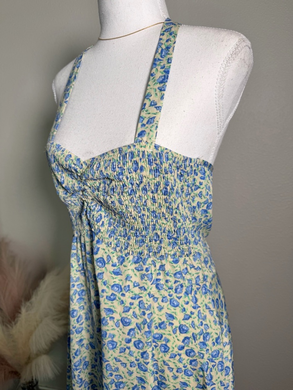 Blue Floral Sundress with Smocked Bodice - Picture 9 of 12